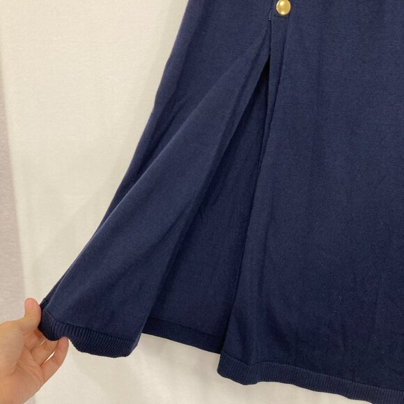 New IMAN Navy Global Chic Touch of Gold Knit Draped Luxe Poncho size XL - Picture 6 of 11